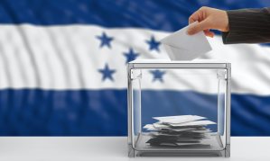 Voting box with flag of Honduras